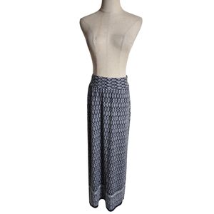 DB Established Blue And White Boho  Patterned Maxi Skirt